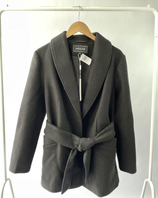 Trench coat preto lã batida SHOULDER - M *nunca usado*