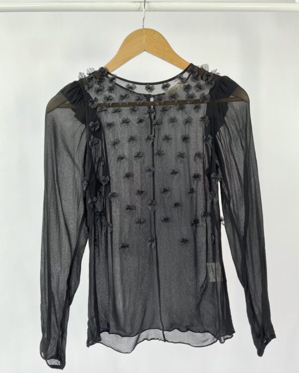 Blusa manga longa preto laços CRIS BARROS - 36 - VENDIDO SISTEMA OTO