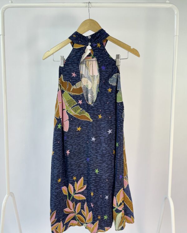 Vestido curto azul marinho com estampa FARM - P - VESTIDO CURTO AZUL MARINHO COM ESTAMPA