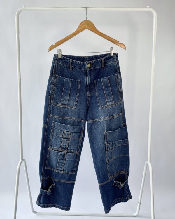 Calça jenas lavagem escura com bolsos MIXED - 36