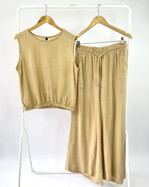 Conjunto bege calça e blusa PIAZE - G - VENDIDO SISTEMA OTO