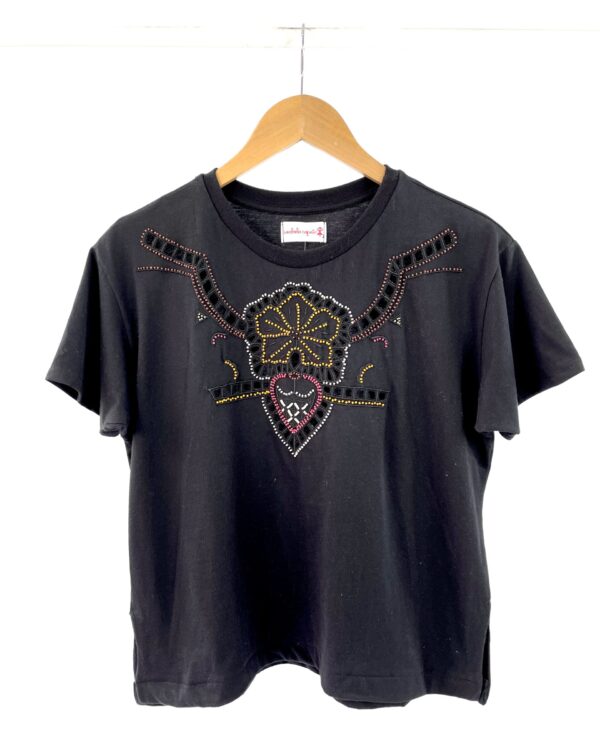 Blusa preta malha com bordados ISABELA CAPETO - P - VENDIDO SISTEMA OTO