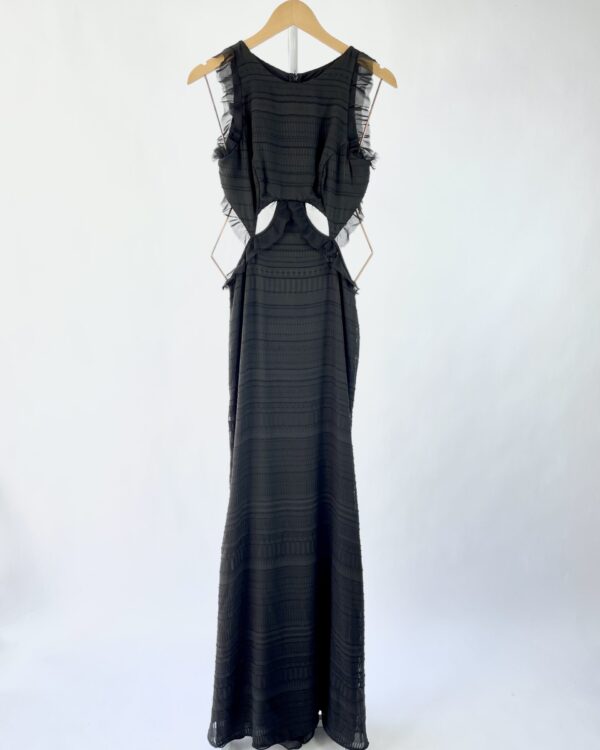 Vestido preto longo recortes na cintura C.CLUB! - 38 - VENDIDO SISTEMA OTO