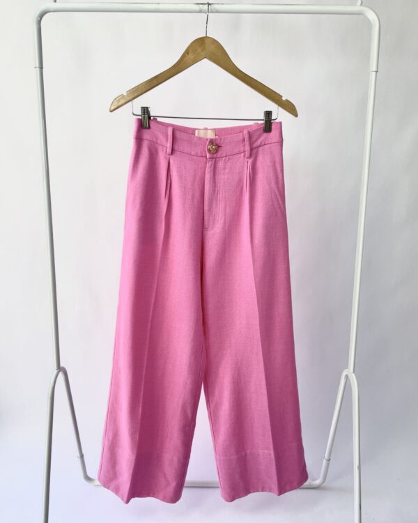Calça rosa linho PANTÔ - P - VENDIDO SISTEMA OTO