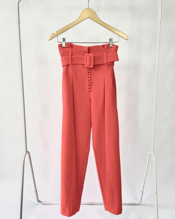 Calça coral com botões e cinto FRAMED - 34 - DEVOLVIDO - 27/01/2025