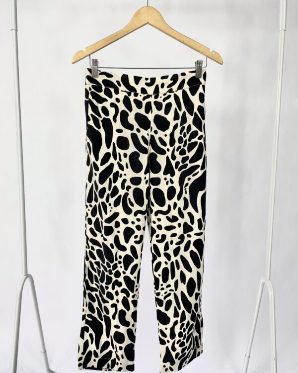 Calça linho estampada preto e bege VANVAN - PP - VENDIDO SISTEMA OTO