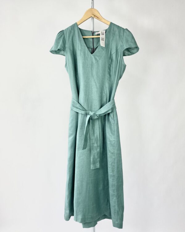 Vestido linho midi verde VANVAN - P *nunca usado* - VENDIDO SISTEMA OTO