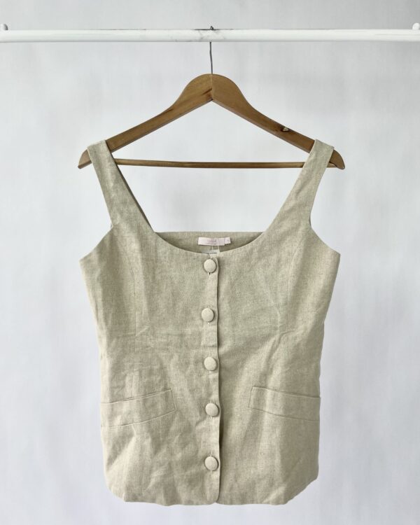 Blusa linho botões bege VANVAN - G - DEVOLVIDO - 27/01/2025