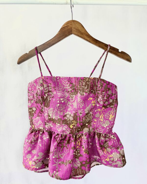 Blusa roxa com estampa e lurex VANVAN - P *nunca usado* - VENDIDO SISTEMA OTO