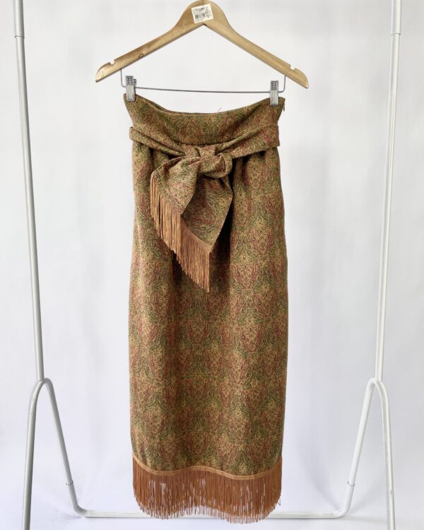 Saia longa com faixa verde musgo estampada  VANVAN - PP *nunca usada*