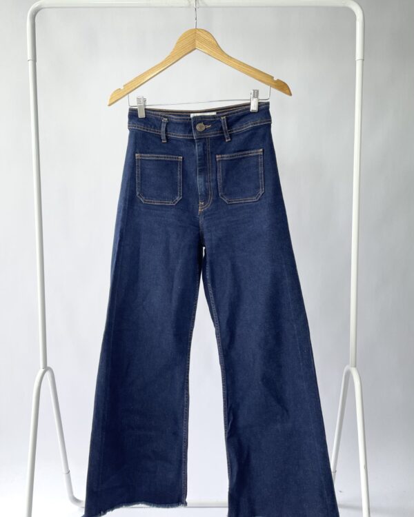 Calça jeans lavagem escura detalhe bolsos ZARA - 36