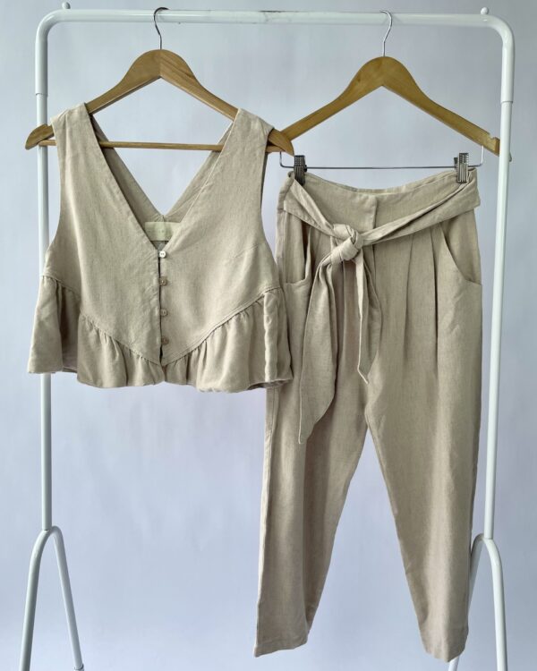 Conjunto linho cinza calça e blusa A.NIEMEYER - P - VENDIDO SISTEMA OTO