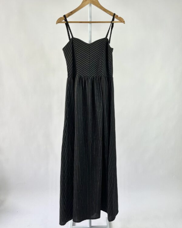 Vestido preto listrado midi I DRESS - G *nunca usado* - VENDIDO SIST OTO
