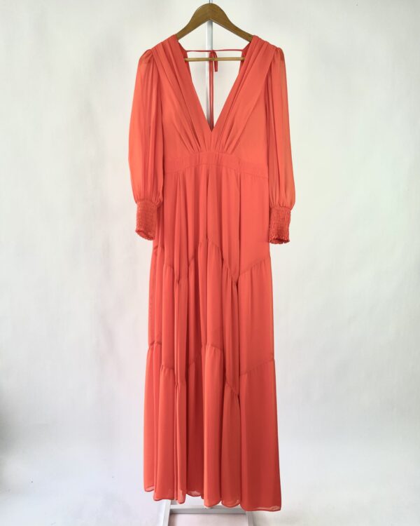 Vestido longo com manga e decote laranja COMPPOSURE - 46 - VENDIDO SISTEMA OTO