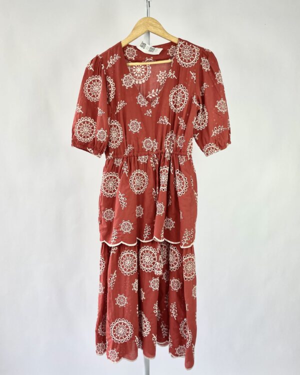 Vestido midi terracota laise IDEOLOGIC - P - VENDIDO SISTEMA OTO