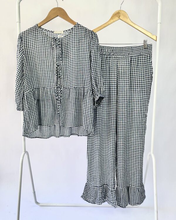 Conjunto calça e blusa azul xadrex vichy IDEOLOGIC - M *nunca usado* - VENDIDO SISTEMA OTO