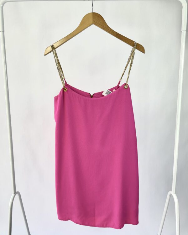 Vestido rosa curto com alça correntes NV - G - VENDIDO SISTEMA OTO