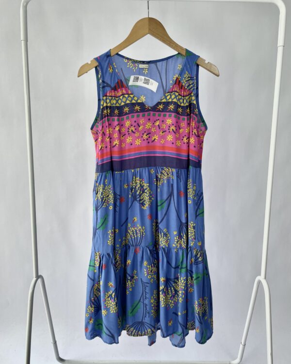 Vestido midi azul com estampa CANTÃO - P - VENDIDO SITEMA OTO