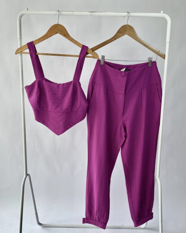 Conjunto fucsia calça e top AURORE - M - VENDIDO SISTEMA OTO