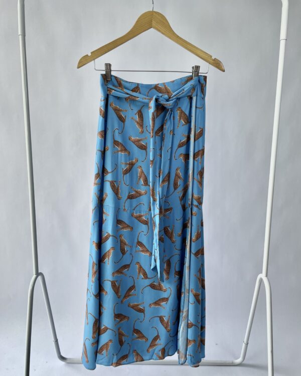 Saia longa transpassada azul com onças - TRIYA - M - VENDIDO SISTEMA OTO
