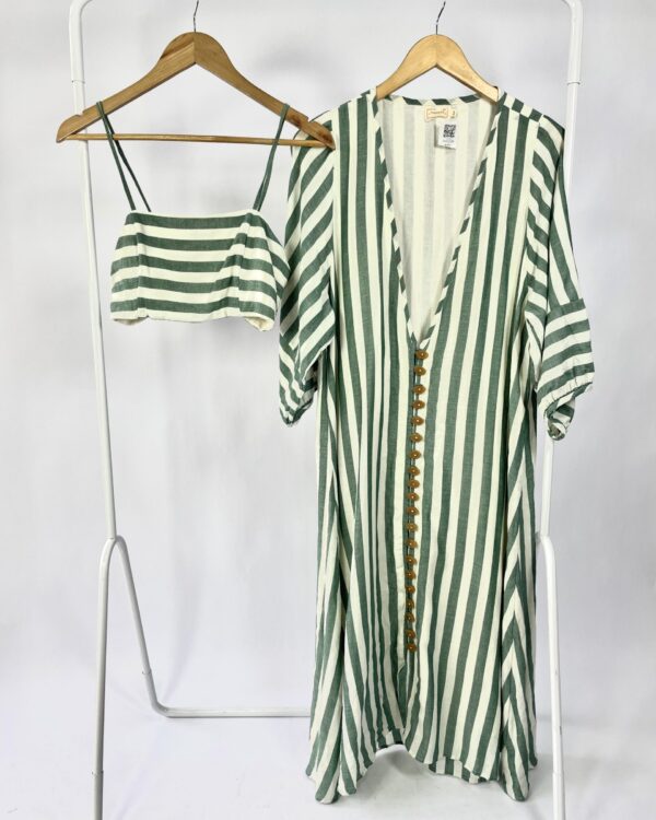 Chemise e top bege listras verde NANNA - G - VENDIDO SISTEMA OTO