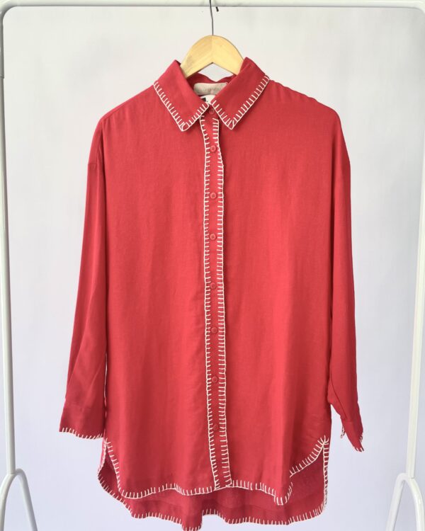 Camisa linho vermelha VALÔNIA VÉRAS - P *nunca usada*