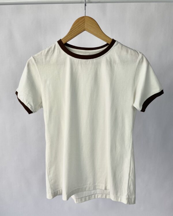 Tshirt off white viés marrom - P - VENDIDO SISTEMA OTO