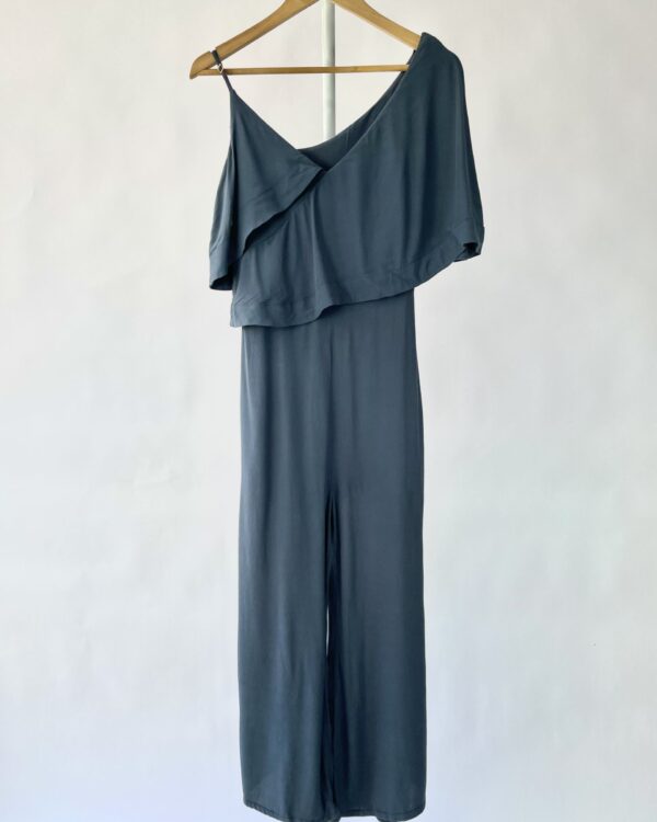 Macacão cropped azul babado na manga MARIA FILÓ - P