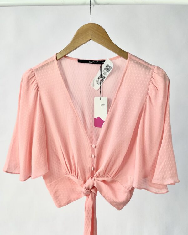 Blusa cropped rosa com amarração EVA - 34 *nunca usado* - VENDIDO SISTEMA OTO