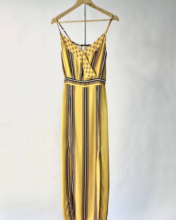 Vestido listrado marrom com amarelo EVA - 34 *nunca usado* - VENDIDO SISTEMA OTO