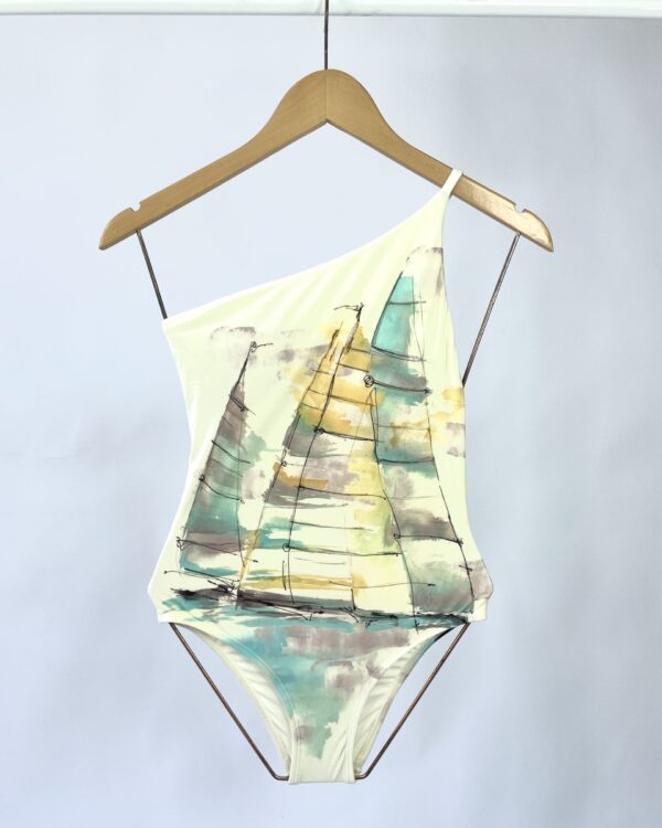 Maiô um ombro creme estampado LENNY NIEMEYER - P *nunca usado* VENDIDO SISTEMA OTO