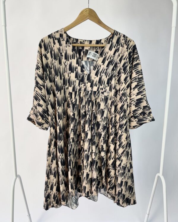 Vestido curto bege e preto estampado ANIMALE - 38 - VENDIDO SIST OTO