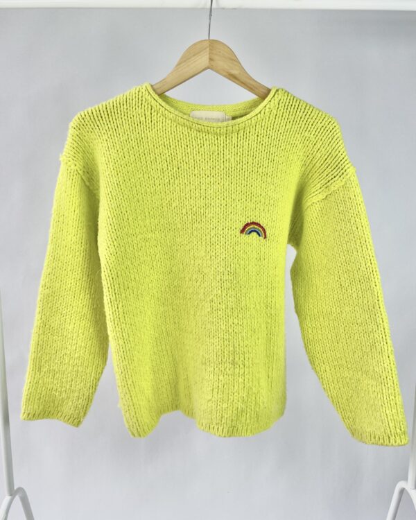 Tricot verde lima bordado arco iris CRIS BARROS - P - VENDIDO SISTEMA OTO
