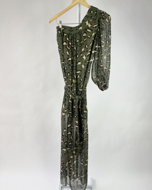 Vestido longo um ombro verde estampa onça IORANE - 36 - VENDIDO SISTEMA OTO