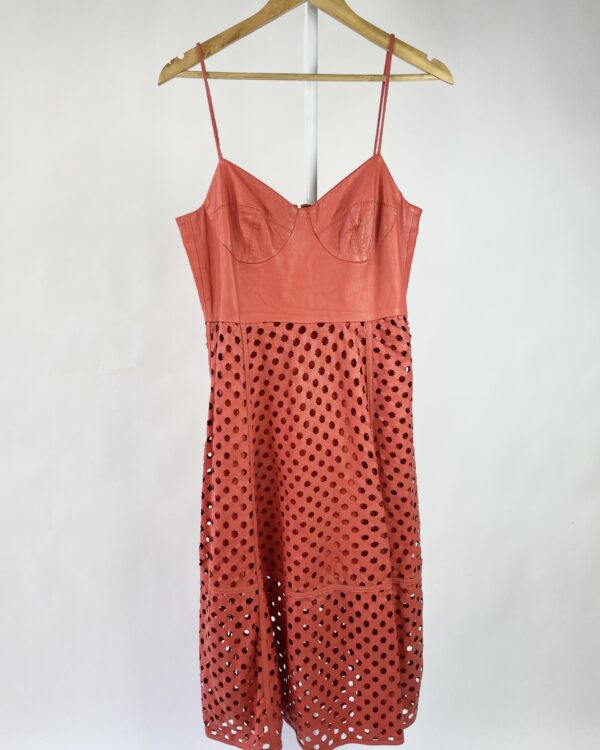 Vestido couro midi vermelho EVA - 40 - VENDIDO SISTEMA OTO