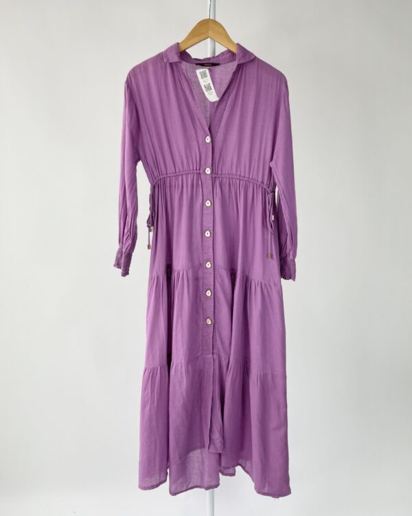 Vestido longo algodao botoes lilas ANIMALE - 36 - VENDIDO SISTEMA OTO