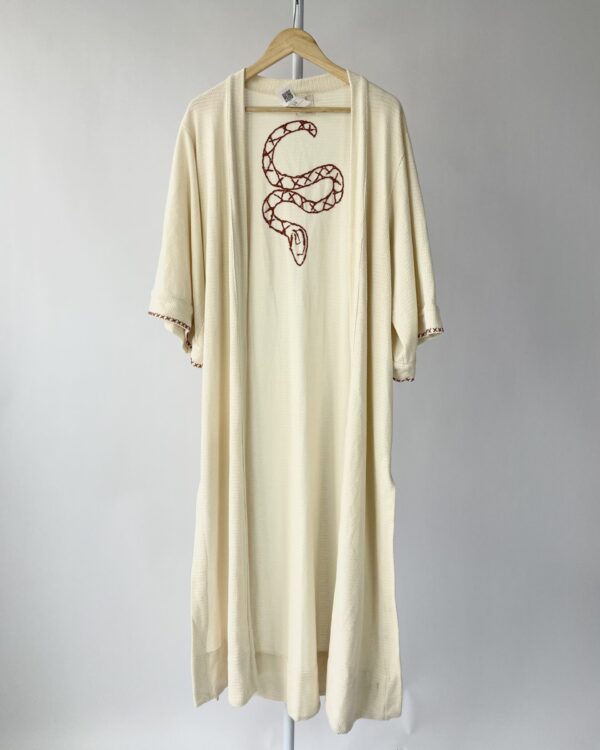 Kimono off white com bordado cobra BHAKLI - P - VENDIDO SISTEMA OTO