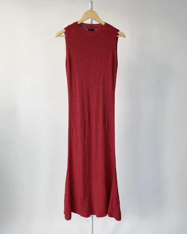 Vestido longo malha canelado vermelho OSKLEN - P - VENDIDO SISTEMA OTO