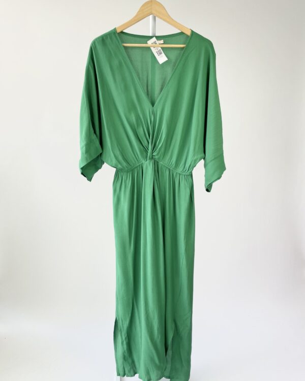 Vestido verde com decote RUELA - G - VENDIDO SISTEMA OTO