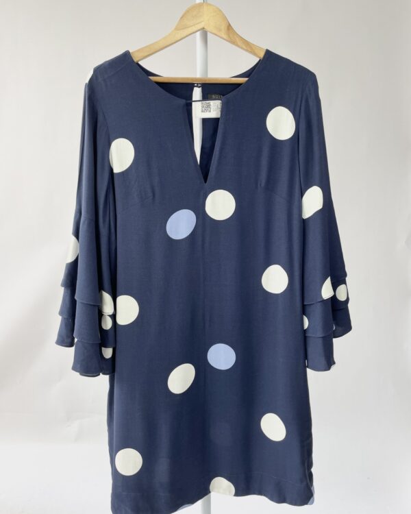 Vestido curto azul marinho estampa poá com mangas MARIA FILÓ - G - VENDIDO SISTEMA OTO