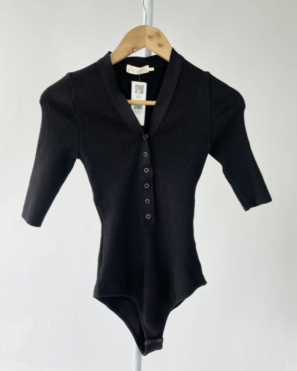 Body preto tricot canelado NV - P - VENDIDO SISTEMA OTO