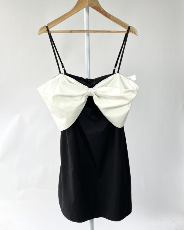 Vestido curto preto com laço branco ELISA LAGE - 40