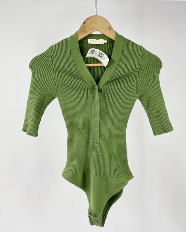 Body verde tricot canelado NV - P