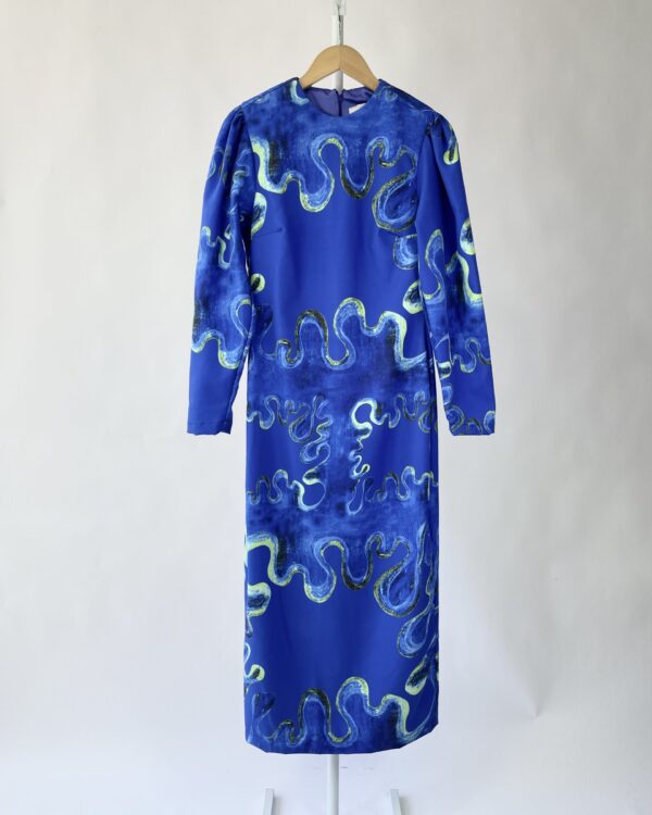 Vestido azul estampado verde LO DE LUI - 38 - VENDIDO SISTEMA OTO