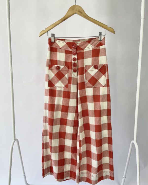 Calça quadriculada off e terracota LE SOLEIL D'ETÉ - PP - VENDIDO SISTEMA OTO