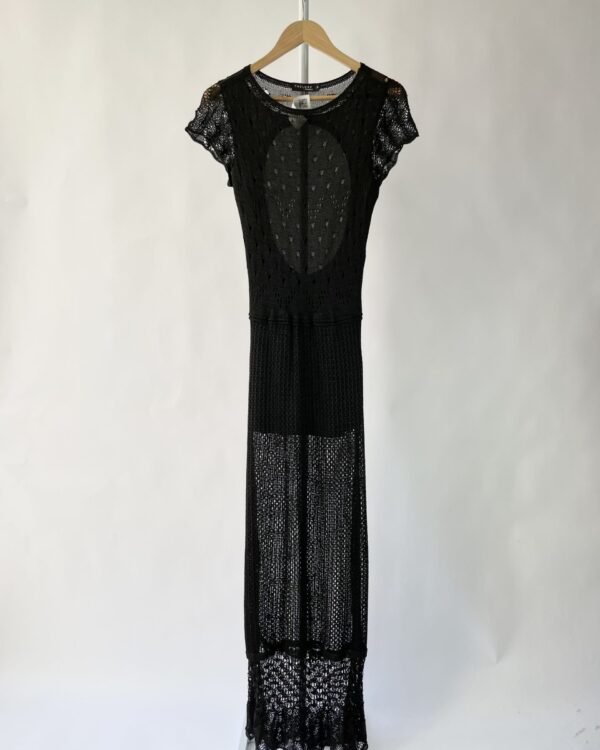 Vestido tricot longo preto decote nas costas THELURE - P - VENDIDO SISTEMA OTO