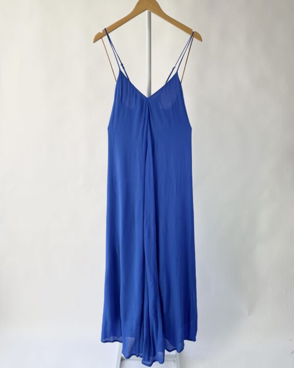 Vestido azul midi com alças finas TOTEM - P - VENDIDO SISTEMA OTO