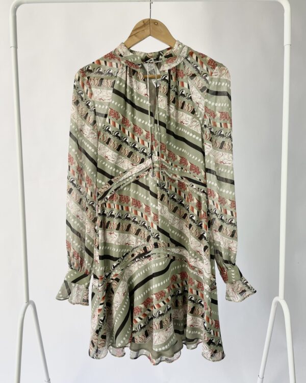 Vestido curto verde estampado LE LIS BLANC - P - VENDIDO SIST OTO