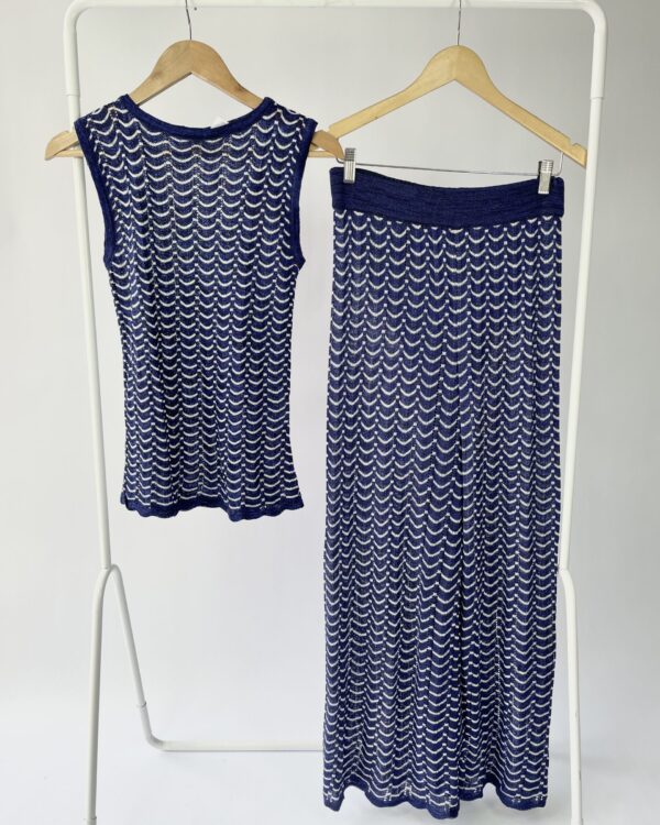 Conjunto branco e azul com lurex tricot MANU MANU - M *nunca usado*