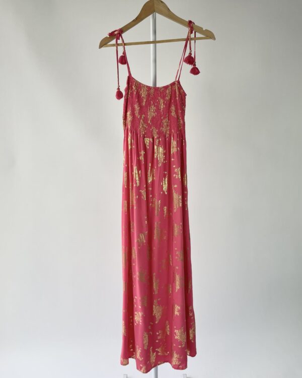 Vestido rosa com detalhes dourados LAST QUEEN - M *nunca usado* VENDIIDO SISTEMA OTO